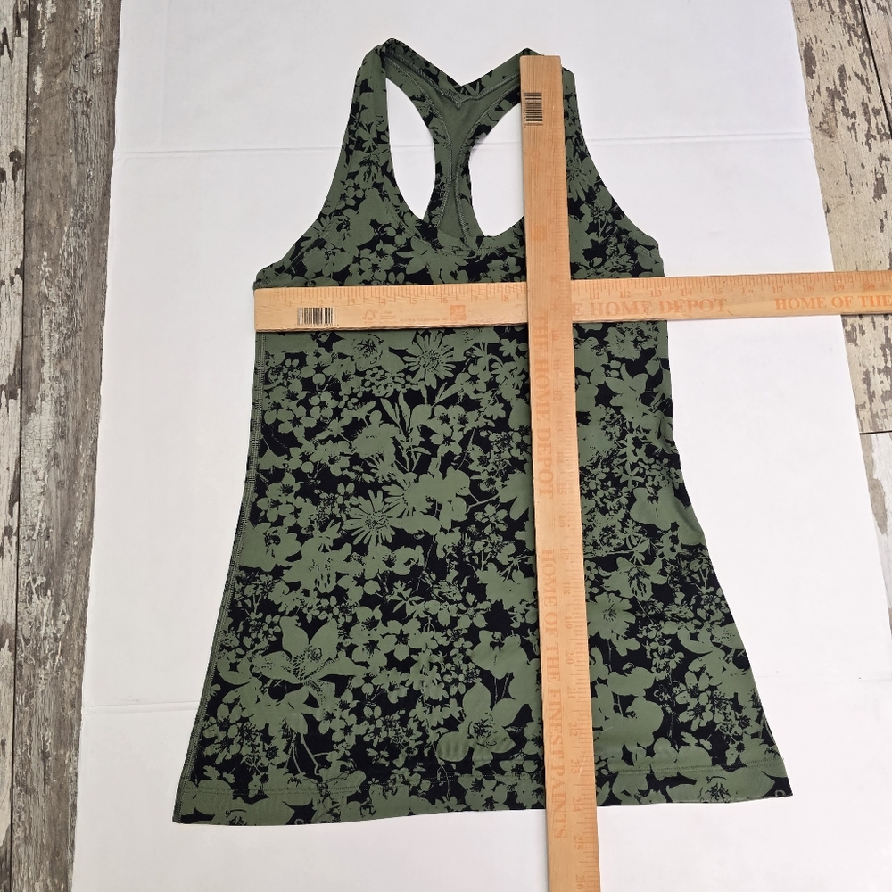 Lululemon Cool Racerback II Efflorescent Barracks Green Black Tank Top Size 4 - Picture 6 of 7